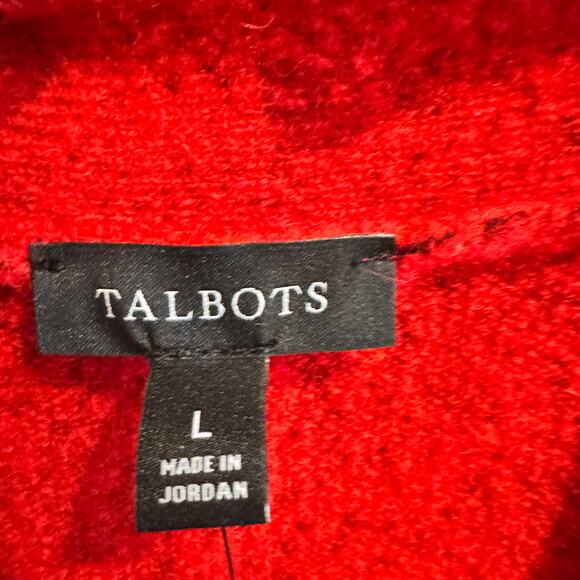New Talbots Sweater Red V-Neck Button-Up Front Pockets Long Sleeve Sz L - Picture 4 of 6